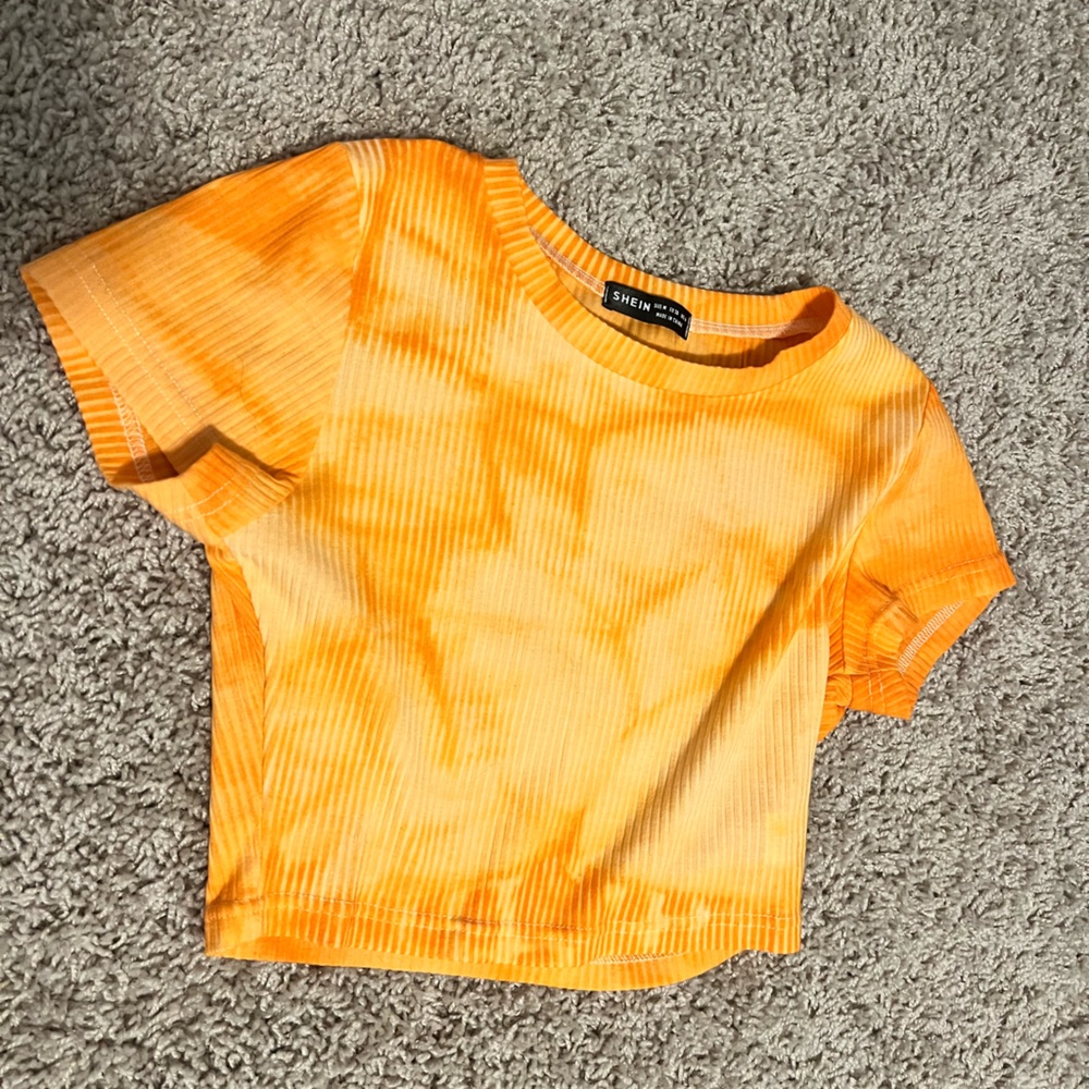 Orange tie dye crop top t-shirt